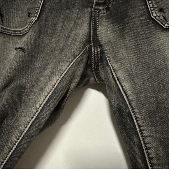 One Teaspoon Super Dupers low waisted slim leg cropped jeans Black Hart Grey 28 - Picture 7 of 13
